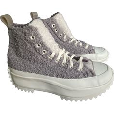 Converse Size Men 8.5 Women 10 Run Star Hike Sherpa Sneakers Mauve/ White. Polyester Upper Round Toe Lace-Up Vamp Lining: Textile Rubber Sole Imported Winter Converse Sneakers With Vulcanized Sole, Sporty Converse High-top Winter Sneakers, Sporty Winter High-top Converse Sneakers, Winter Converse Lace-up High-top Sneakers, Winter Low-top Sneakers With Vulcanized Sole, Winter Low-top Sneakers With Textured Sole, White High-top Sneakers With Laces For Winter, White High-top Sneakers For Winter, Converse All Star Move