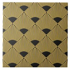 an art deco wallpaper with black and gold stripes