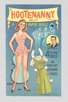 an advertisement for paper dolls featuring a woman in a bathing suit