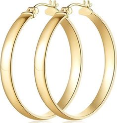 PRICES MAY VARY. 【Robust Anti-Tarnish Finish】Our 14k gold hoop earrings for women benefit from a specially designed anti-tarnish layer. This finish of our gold hoop earrings 14k gold earrings hoops, ensures the illustrious sheen of 14K gold remains untarnished, assuring a dazzling sparkle year after year. 【Artistry in Detail】Beyond their classic allure, our 14 karat gold hoop earrings captivate with intricate designs that are finely etched onto the gold's surface. These patterns dance with light 14k Gold Hoop Earrings, Feminine Elegance, Gold Earrings For Women, Big Hoop Earrings, Hoop Earrings Gold, Hypoallergenic Earrings, Stylish Jewelry, Gold Hoops, Jewelry Earrings Hoops