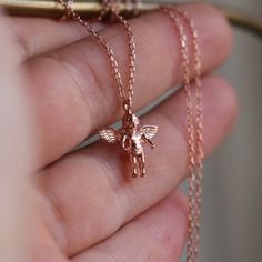 Angel Necklace, Vintage Necklace, Angel Wing Necklace, Angelita Necklace, Gift for Her, Guardian Angel Wing, Engagement Gift, Christmas Gift - Etsy Türkiye Rose Gold Necklaces For Parties And Gifts, Rose Gold Jewelry Christmas Gift, Rose Gold Jewelry For Christmas Gift, Christmas Gift Rose Gold Jewelry, Spiritual Jewelry For Christmas Gift, Rose Gold Necklace For Christmas Anniversary, Rose Gold Necklace For Anniversary And Christmas, Handmade Rose Gold Necklaces As Gifts, Handmade Rose Gold Necklace As A Gift