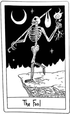 the fool tarot card with a skeleton on it