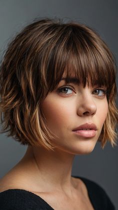 Best Looks for Classic Layered Bob 💅 Haïr Cut For Wavy Hair, Layered Bob With Fringe, Bob With Side Part, Short Layered Haircuts For Women, Shoulder Length Bob Haircut, Bob With Fringe, Layered Haircuts For Women, Bob Haircut With Bangs, Low Maintenance Hair