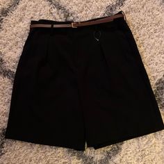 Nwt Gibson Latimer Black Pleated Shorts. Knee Length And Dressy. Brown Skinny Belt Chic Black Bermuda Shorts With Pockets, Chic Black Bermuda Shorts With Built-in Shorts, Casual High-waisted Business Shorts, Black Bermuda Shorts With Belt Loops For Summer, Chic Black Bermuda Shorts For Work, Chic Black High-waisted Bermuda Shorts, Business Casual High-waisted Shorts With Belt Loops, Casual Knee-length Shorts For Night Out, High-waisted Business Casual Shorts With Belt Loops