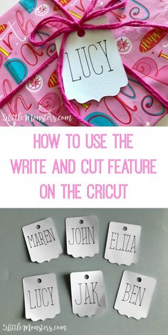 how to use the write and cut feature on the cricut gift bag with free printable tags