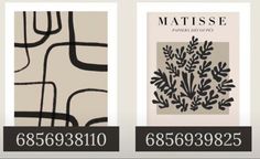 three different types of business cards with black and white designs on the front, one for matissee