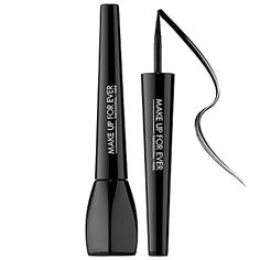 Ink Liner - MAKE UP FOR EVER | Sephora Easy Winged Eyeliner, Eye Makeup Eyeliner, Eyeshadow For Green Eyes, Thick Eyeliner, Black Eye Makeup, How To Do Eyeliner, Winged Eyeliner Tutorial, Eyeliner For Beginners, Kohl Eyeliner