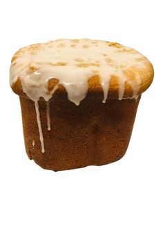 a muffin with icing and white frosting on it