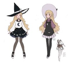 two girls dressed in halloween costumes and one is wearing a witch hat, the other has a