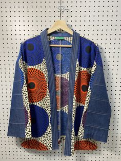 Handmade kimono style jacket made of 100% cotton.  One of a kind. All items are made by me. Denim Kimono Jacket, Style Ankara, Denim Kimono, Handmade Kimono, Festival Kimono, Styles Ankara, Festival Mode, Kimono Style Jacket, Mode Kimono