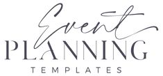 the event planning templates logo is shown in black and white, with handwritten text