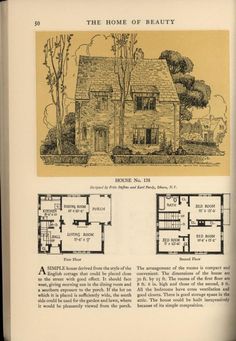 an old book with two story houses in it