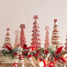 an assortment of christmas trees and candy canes