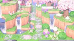 Animal Crossing Fairy Core Entrance, Acnh Island Entrance Ideas Fairycore, Spring Acnh Ideas, Acnh Fairycore Shopping District, Fairy Acnh Island, Acnh Fairycore Island Entrance, Acnh Sakura Island, Acnh Island Ideas Fairycore, Animal Crossing Fairycore Entrance