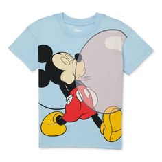 Disney Mickey Mouse Toddler Boys & Girls Crewneck T-Shirt - An Adorable Addition To Your Little One's Wardrobe! Brand: Disney Mickey Mouse Character: Mickey Mouse Graphic: Mickey Mouse Graphic Print Neckline: Crew Neck Closure: Pullover Sleeves: Short Sleeves Color: Sky Blue Fit: Toddler Boys & Girls Fabric Material: 60% Cotton, 40% Polyester Features: Comfort Fit, Soft & Breathable Fabric Care Instructions Wash: Wash Inside Out. Machine Wash In A Gentle Cycle With Cold Water & Like Colors Dry C Mickey Mouse Characters, Mouse Character, Blue Fits, Girls T Shirt, Disney Shirts, Low Iron, Disney Mickey Mouse, Disney Mickey, Girls Tshirts