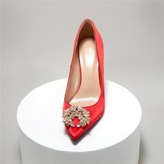 Shop Red Satin Crystals Buckle Pointy Toe Stiletto Ladies Wedding Shoes Pumps color Red for Anniversary, Party, Wedding, Work with worldwide Free shipping & Free return. Red Wedding Shoes With 4-inch Heel, Fitted Red Heels For Events, Elegant Closed Toe Wedding Shoes, Red Round Toe Court Shoes For Wedding, Red 4-inch Heels For Wedding, Red Low Heel Wedding Heels, Red Pointed Toe Wedding Shoes, Red Fitted Wedding Shoes, Fitted Red Wedding Shoes