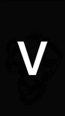 the letter v in white on a black background