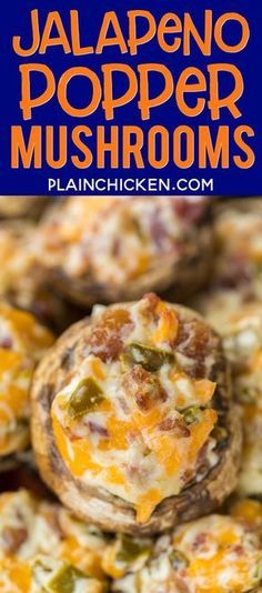 jalapeno popper mushrooms with text overlay