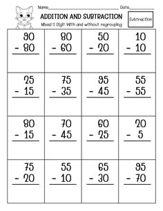 Addition and subtraction skills are crucial subjects. These worksheets are a better way to help your students master two-digit addition and subtraction with and without regrouping.

Worksheets Include:

2 Digit mixed addition and subtraction 20 pages
Answer 20 pages