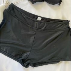 Never Worn Black Bottoms With Built-in Shorts For Swimming, Black Moisture-wicking Athletic Shorts, Black Moisture-wicking Shorts, Black Moisture-wicking Swim Shorts, Black Moisture-wicking Elastane Shorts, Black Moisture-wicking Shorts For Beachwear, Lime Green Shorts, Seersucker Pants, Nike Tennis Dress