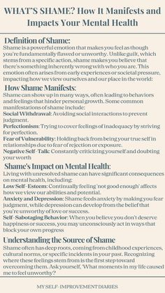 Shame is more than an emotion—it can deeply affect your self-worth and mental health. Learn what shame is, how it shows up in everyday life, and its long-lasting impact on your well-being. Understanding shame is the first step toward healing. #UnderstandingShame #MentalHealth #SelfWorth #EmotionalHealing Working Through Shame, Healing Shame, Emotional Blackmail, Personal Growth Motivation, Mental Health Therapy, Social Emotional Skills, Emotional Skills, How To Improve Relationship