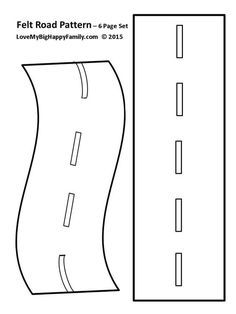 a drawing of a road that is cut out into two sections, with the words felt road