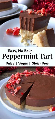 an easy no bake peppermin tart cake with chocolate frosting