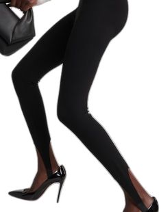 Modern Fitted High-cut Leg Bottoms, Fitted Elastane Leggings For Fall, High-cut High Stretch Leggings For Fall, High Stretch High-cut Leggings For Fall, Stretch Full Length Tights For Work, Elegant Stretch Leggings For Fall, Chic Fitted Elastane Leggings, Sleek High Stretch Leggings For Night Out, Fitted Elastane Tights For Workwear