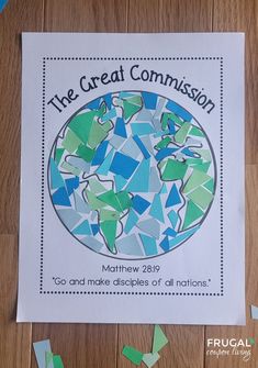 a piece of paper with the words, the great commission on it and some cut out pieces