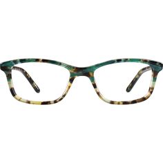 These striking rectangle glasses have a sleek and glossy high-fashion look courtesy of hand-polished acetate. Available in three colors. One is a classic tortoiseshell pattern with shades of malachite green along the browline and temple arms. One is a tortoishell of amber and gold peppered with emerald green and temple arms of sheer succulent green. The other is pattern with blue temple arms. This eyeglasses is also available in a wider size: #44173. Please note the actual pattern on eyeglasses may vary slightly from the one pictured. | Zenni Women's Rectangle Prescription Eyeglasses Green Tortoise Shell Plastic Malachite Green, Rectangle Glasses, High Fashion Looks, Rim Design, Zenni Optical, Round Face Shape, Prescription Eyeglasses, Round Face, Tortoise Shell