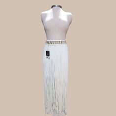 Fashion skirt All our items are made to measure, and handmade. White Fitted Fringe Skirt, Bohemian White Skirt For Party, Elegant White Skirt For Festival, Elegant White Festival Skirt, White Bohemian Party Skirt, Bohemian White Party Skirt, Elegant White Fringe Skirt, Goddess Skirt, Festival Skirt