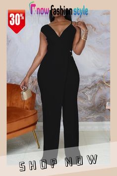 Black Casual Solid Patchwork V Neck Straight Jumpsuits Elegant V-neck Jumpsuits And Rompers For Going Out, Elegant Solid Color Jumpsuits And Rompers For Going Out, Chic Evening Jumpsuits And Rompers In Solid Color, Elegant Evening Jumpsuits And Rompers In Solid Color, Elegant Non-stretch Jumpsuits For Evening, Elegant High-waist Jumpsuits For Going Out, Elegant High-waist Non-stretch Jumpsuits And Rompers, Elegant High-waist Jumpsuits And Rompers For Going Out, Elegant High Waist Jumpsuits For Going Out