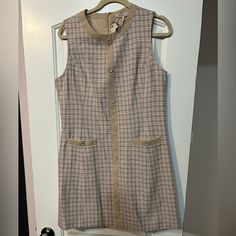 Bcbgeneration Plaid Dress. Sleeveless. Never Worn. Tags Attached Sleeveless Beige Lined Mini Dress, Cream Sleeveless Mini Dress For Work, Plaid Dress, Dress Sleeveless, Colorful Dresses, Plaid, Womens Dresses, Cream, Tags