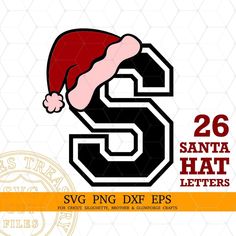 santa hat letter s svg design