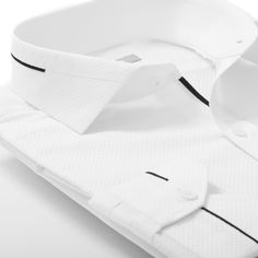 White shirt with black custom details White Shirt Details, Gents Shirts, Long Sleeves Shirts, Corporate Shirts, Functional Style