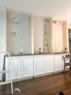 the kitchen is being remodeled and ready to be used as a dining room bar area