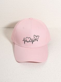 Pink Casual   Cotton Letter Baseball Cap Embellished  Spring/Fall Women Accessories Cap Aesthetic, Pink Baseball Cap, Embroidery Caps, Luxury Hats, Cute Caps, Embroidery Baseball