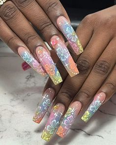 This Viral Hibiscus Flower Nail Art Tutorial Is Actually Genius Tropical Nails Acrylic, Tropical Acrylic Nails, Hibiscus Flower Nails, Hibiscus Nails, 3d Flower Nails, Chrome Nail Art, Tie Dye Nails