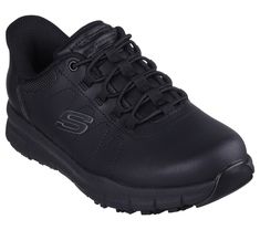 Experience slip-resistant safety with slip-on convenience wearing Skechers Hands Free Slip-ins Work : Nampa - Cottonbud. This athletic style features a leather and synthetic upper with stretch laces, slip-resistant outsole, plus a Skechers Air-Cooled Memory Foam cushioned comfort insole. | Skechers Women's Slip-ins Work: Nampa - Cottonbud Sneaker | Medium Width | Skechers Hands Free Slip-ins molded heel panel for an easy fit | Electrical Hazard (EH) safe design tested ASTM-F2413 | Slip-resistant traction outsole | Skechers Air-Cooled Memory Foam cushioned comfort insole | Leather and synthetic upper | Casual work slip-on with stretch laces | 1-inch heel | Skechers Slip-resistant Slip-on Sneakers For Outdoor Work, Slip-resistant Lace-up Synthetic Work Boots, Slip-resistant Synthetic Lace-up Work Boots, Slip-resistant Synthetic Sneakers For Outdoor Work, Slip-on Slip-resistant Work Sneakers, Slip-on Slip-resistant Sneakers For Work, Functional Slip-resistant Sneakers For Safety, Slip-resistant Leather Sneakers For Work, Functional Slip-resistant Safety Sneakers