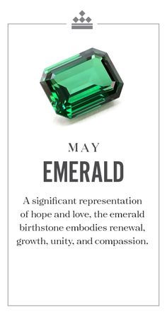 Gemstone Colours, Loyalty Friendship, Birth Stones Chart, May Emerald, Birth Stones, Emerald Jewellery, Memory Planner, Birthday Stone