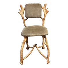 a chair with antlers on the back and seat