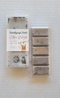 coffee delight soap bars in plastic package on white background