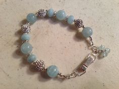 Aquamarine Bracelet - Swarovski Crystal Jewelry - Blue Gemstone Jewellery - Beaded - Luxe - Chic - Sterling Silver Etched Jewelry, Smoky Quartz Jewelry, Beaded Jewelry Earrings, Bracelet Inspiration, Beaded Jewelry Bracelets, Marcasite Jewelry, Aquamarine Bracelet, Jewelry Styles, Bracelets Design