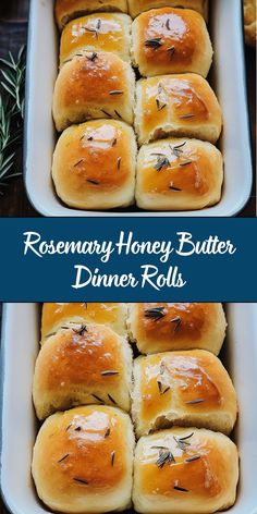 Butter Dinner Rolls, Rosemary Honey, Food Bites, Fluffy Dinner Rolls, Holiday Meal, Honey Butter, Dinner Rolls, Dinner Ideas, Holiday Recipes