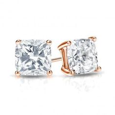 Rose Gold 4.00 Carats Cushion Cut Diamonds Studs Earrings New | HarryChadEnt.com Cushion Cut Earrings, Black Diamond Pendant, Black Diamond Studs, Halo Diamond Earrings, Solitaire Diamond Pendant, Colored Diamond Rings, Rose Gold Earrings Studs, White Gold Studs, Rose Gold Studs