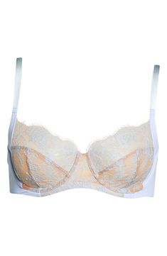 This full-coverage lace bra offers elegant support with its darted underwire cups and dig-free back. 86% nylon, 14% elastane with 51% cotton, 49% nylon contrast Hand wash, line dry Imported Full Coverage Bra, Lace Bra, Ginger, Hand Wash, Nordstrom, Bra, Lace, Blue