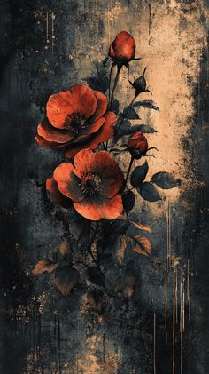 Gothic Grunge Flower Art: Indigo & Bronze Vintage Vibes with Smilecore Feminine Urge, Gothic Flowers, Cute Lockscreens, Color Boards, Unique Bouquet, Gothic Design, Gothic Grunge, Awesome Tattoos, Aesthetic Black