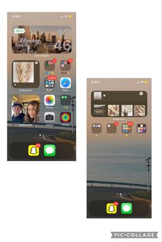 an iphone screen with two different pictures on it