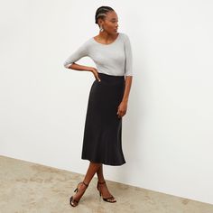 Orchard Skirt - Washable Silk :: Black January Colors, Virtual Stylist, Work Style, Virtual Fashion, Work Fashion, Light Weight Sweater, Pima Cotton, Peru, Looks Great