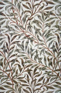 an artistic painting with leaves and branches on white paper, which is very similar to the same pattern used in paintings